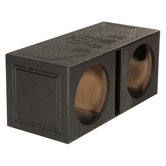 QBOMB10V Dual 10 Inch Vented Port Subwoofer Sub Box, 1 Cubic Foot per Sub, Tuning Frequency 40 hZ, with Bedliner Spray