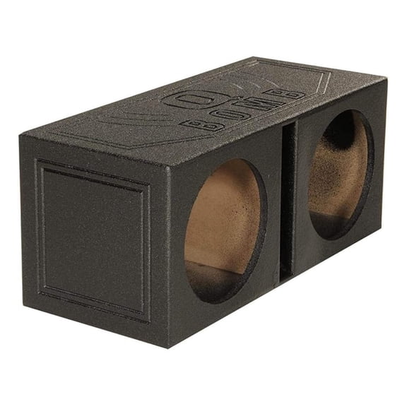 QBOMB10V Dual 10 Inch Vented Port Subwoofer Sub Box, 1 Cubic Foot per Sub, Tuning Frequency 40 hZ, with Bedliner Spray