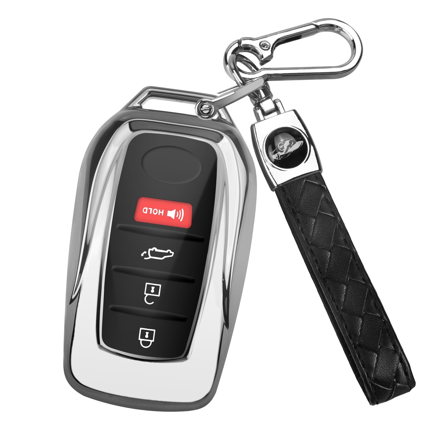 QBUC Key Fob Cover Case For Audi A3 A6 A7 A8 Q7 Q8 E-Tron S/RS Models - TPU Protection With Leather Keychain (2018-2023) - View #3