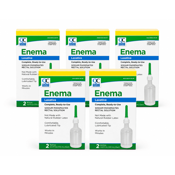 QC Enema Twin Pack, 4.5 oz Saline Laxative, 2 Count, Unisex, Unscented 5 Pack