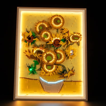 QC Ltbrcik Led Light Kit Lighting Set Compatible With The Lego Vincent van Gogh Sunflowers Art and Crafts 31215 Building Blocks Without Lego Set