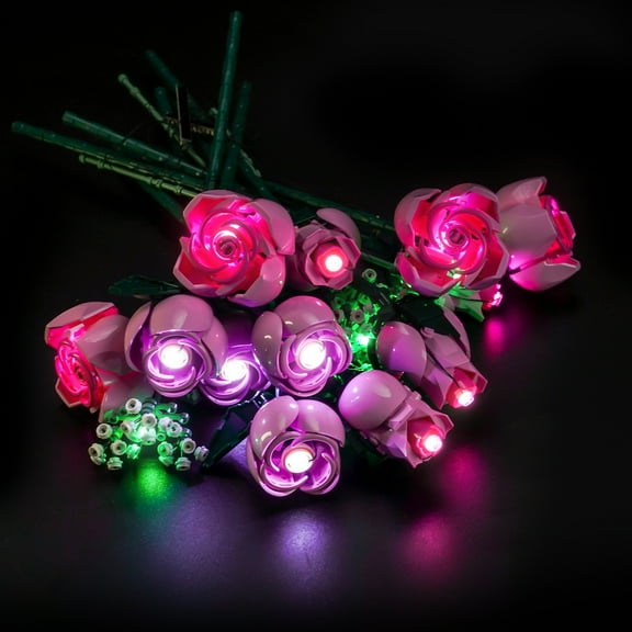 QC Ltbrcik Lighting Set For Lego Botanicals Bouquet of Pink Roses Artificial Flowers 10374 Building Blocks for Adults,Only Led Light Kit,Not Include Building Blocks Gift for Women & Men