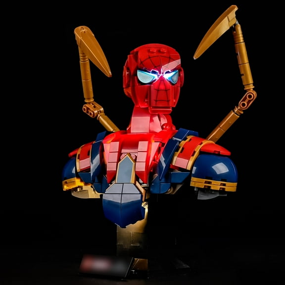 QC Ltbrcik Lighting Set For Lego Iron Spider-Man Bust Super Heroes 76326 Collectible Building Kit for Adults,Only Led Light Kit,Not Include Building Blocks Gift for Men and Women