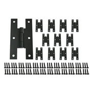 QCAA Black Steel H-Hinge, for Cabinet Doors, Matte Black, 12 Pack, Made in Taiwan
