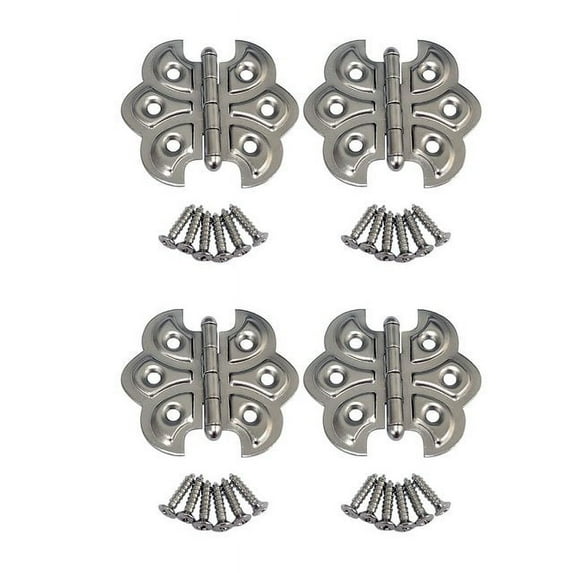 QCAA Butterfly Hinge for Cupboard Door, Nickel Plated, 4 Pack, Made in Taiwan