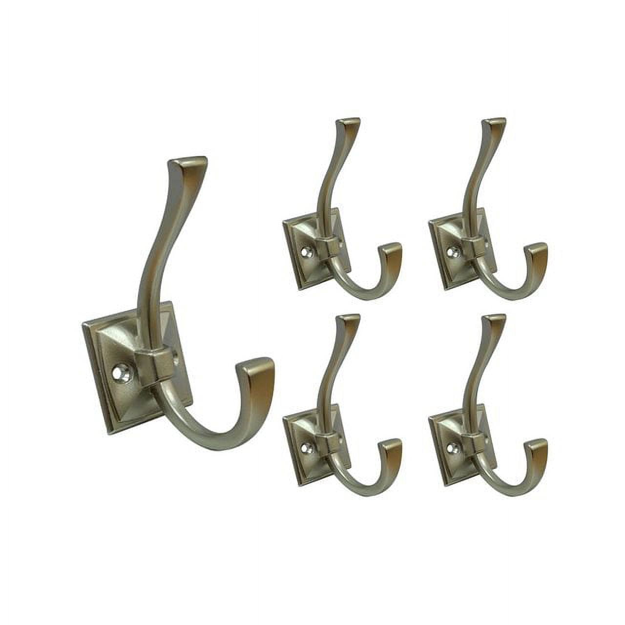 QCAA Coat and Hat Hook, Zinc Die Cast, Nickel, 5 Pack, Made in Taiwan