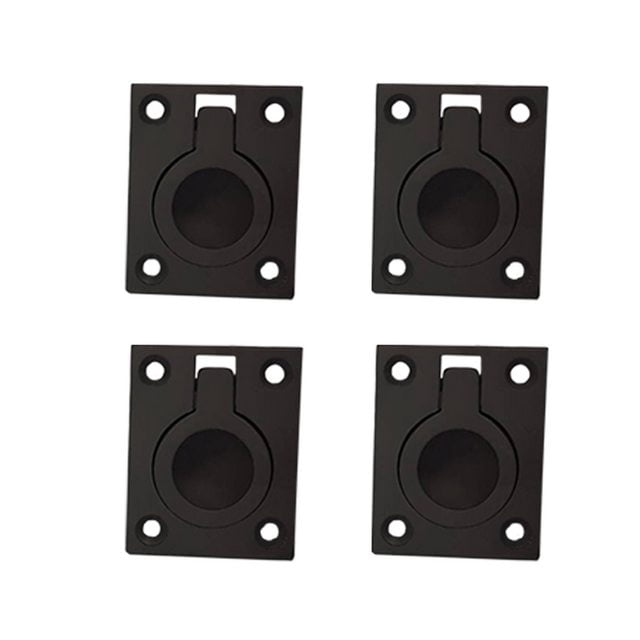QCAA Flush Ring Pull, Solid Brass, 36.5 x45 mm, Oil Rubbed Bronze US10B, 4 Pack, Made in Taiwan