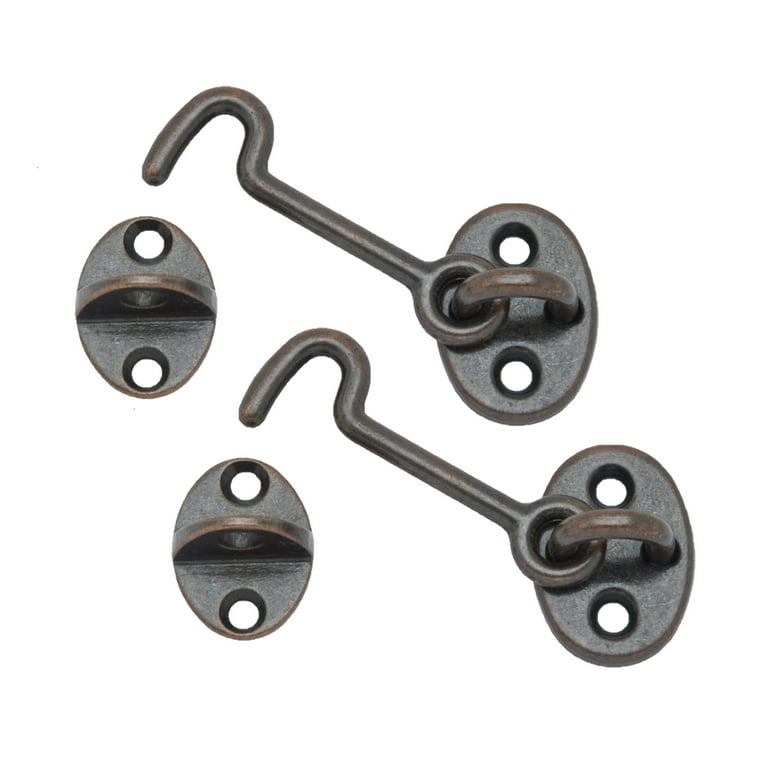 QCAA Forged Brass Cabin & Door Hook Latch & Eye, 2-1/2, Antique Copper, 2  Pack, Made in Taiwan