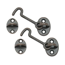 QCAA Forged Brass Cabin & Door Hook Latch & Eye, 2-1/2", Antique Copper, 2 Pack, Made in Taiwan