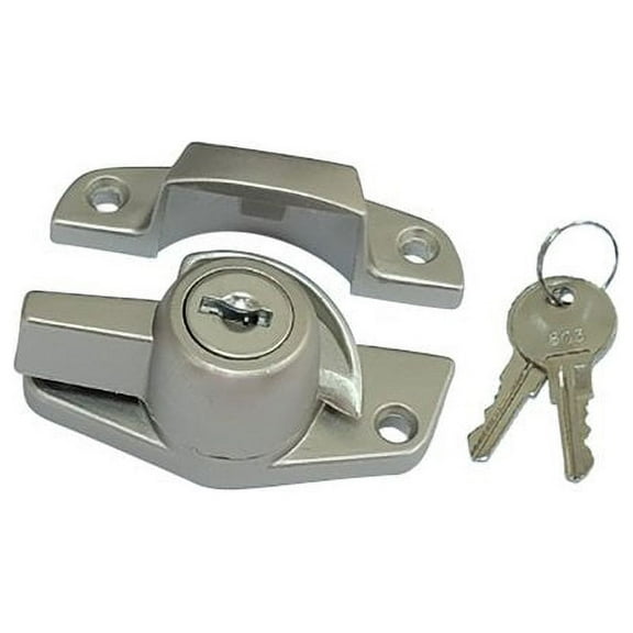 QCAA Heavy Duty Keyed Sash Lock, Child-Proof Security, Only Unlock with Key, CTC 1.77", Nickel Plated, 1 Pack, Made in Taiwan
