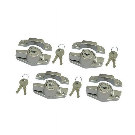 QCAA Heavy Duty Keyed Sash Lock, Child-Proof Security, Only Unlock with Key, CTC 1.77", Nickel Plated, 4 Pack, Made in Taiwan