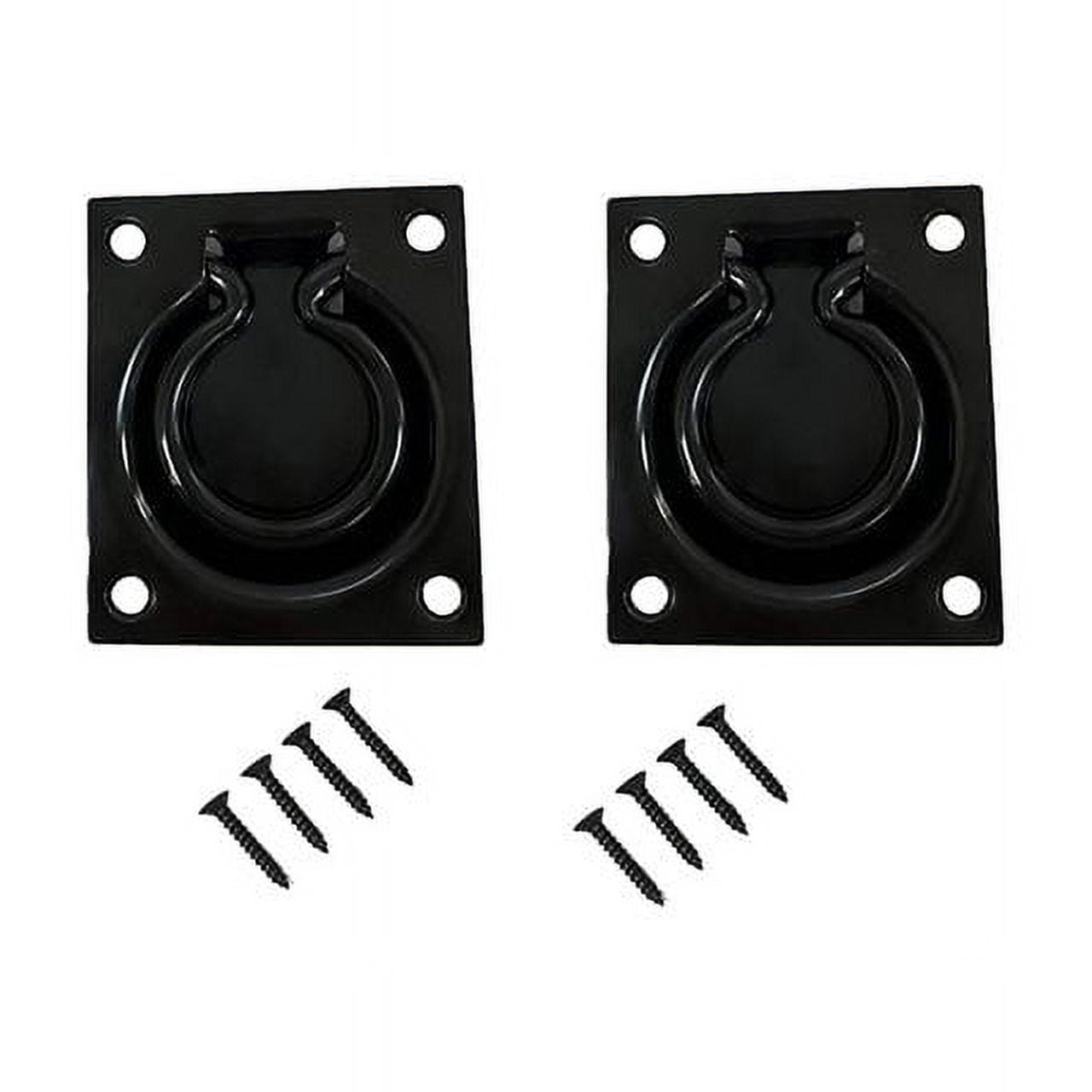 QCAA Heavy Duty Steel Flush Ring Pull, Matte Black, 2 Pack, Made in Taiwan