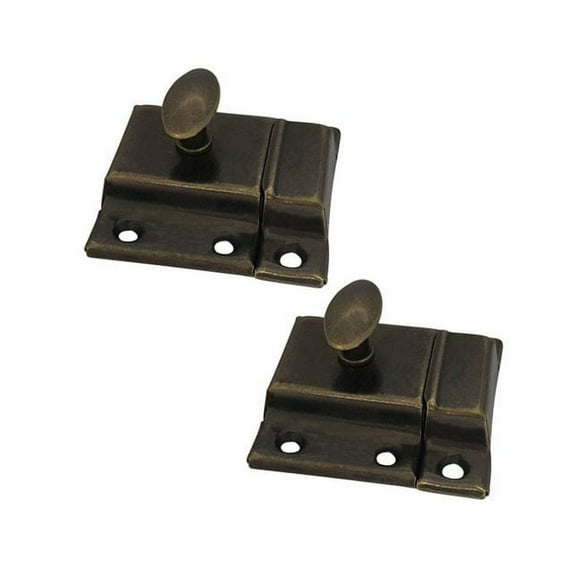 QCAA Oval Turn Cabinet Latch, for Cupboard & Other Furniture, Large, Antique Brass, Made in Taiwan, 2 Pack