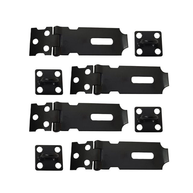 QCAA Safety HASP with Fixed Staple Steel Construction 21/2", Black, 4