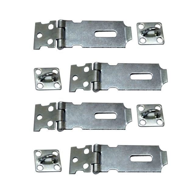 QCAA Safety HASP with Fixed Staple Steel Construction, 2", Zinc, 4 Pack