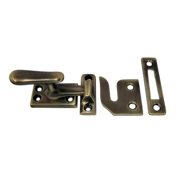 QCAA Solid Brass Casement Fastener Window Lock, Small, Brushed Antique Brass, 1 Pack, Made in Taiwan