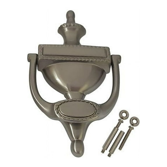QCAA Solid Brass Door Knocker, Victorian Rope Type, 7-3/8", Satin Nickel, 1 Pack, Made in Taiwan