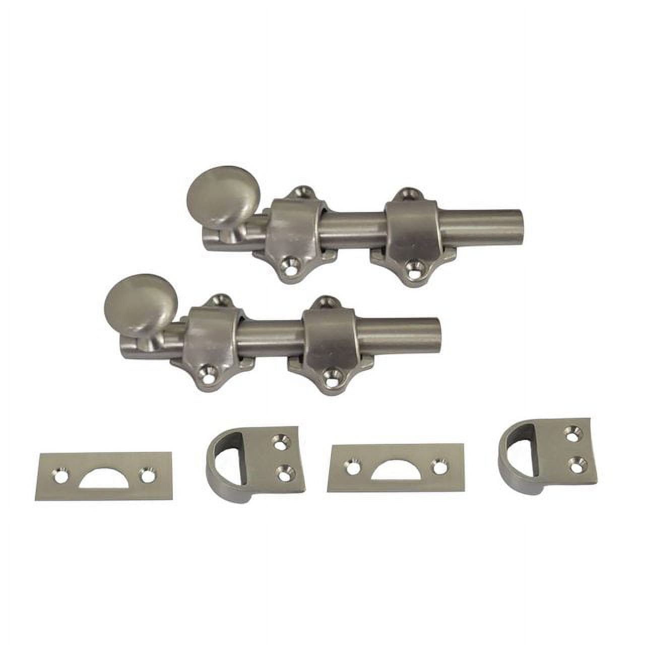 QCAA Solid Brass Dutch Door Bolt – Brushed Satin Nickel, Size 4 (1-Pack)