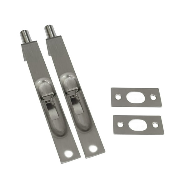 QCAA Solid Brass Flush Bolt, Square Shape, 6", Brushed Satin Nickel, 2 Pack, Made in Taiwan