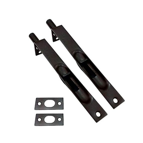 QCAA Solid Brass Flush Bolt, Square Shape, 6", Solid Brass, ORB (Oil-Rubbed Bronze), 2 Pack, Made in Taiwan