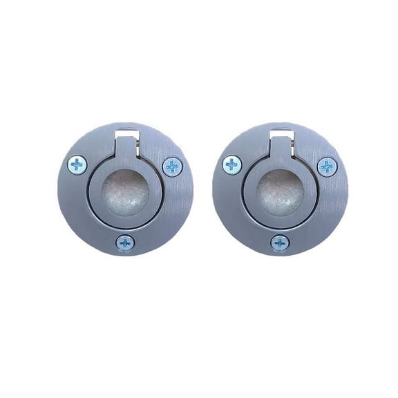 QCAA Solid Brass Flush Ring Pull Round, 1-1/2", Satin Chrome, 2 Pack, Made in Taiwan