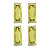 QCAA Solid Brass Rectangular Flush Pull, 3" 1x1/8 x 3/8", Polish Brass, 4 Pack, Made in Taiwan