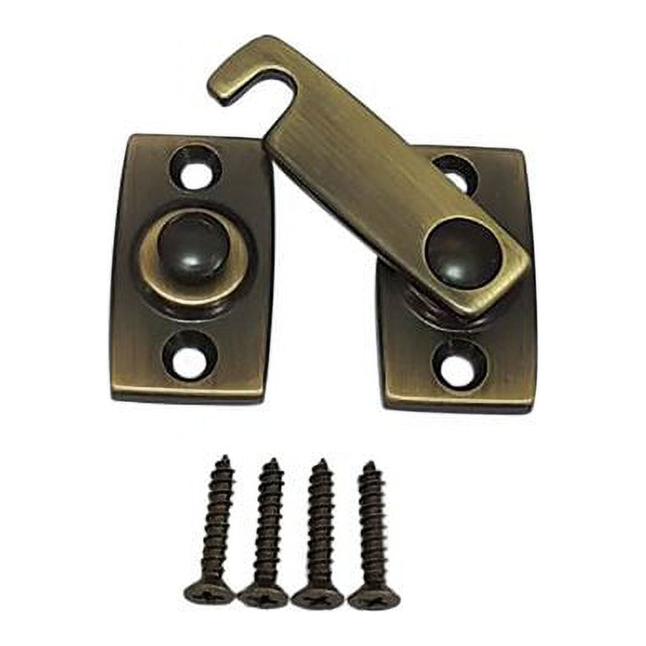 QCAA Solid Brass Shutter Bar Door Latch, 7/8" x 23/32", Antique Brass