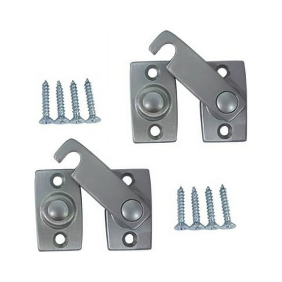 QCAA Solid Brass Shutter Bar Door Latch, 7/8" x 2-3/32", Satin Chrome, 2 Pack, Made in Taiwan