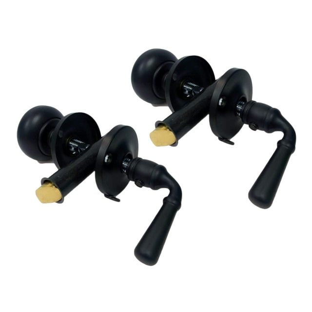 QCAA Solid Brass Storm Door Latch, Matte Black, Made in Taiwan, 2 Pack