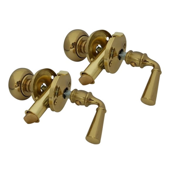 QCAA Solid Brass Storm Door Latch, Polished Brass, Made in Taiwan, 2 Pack