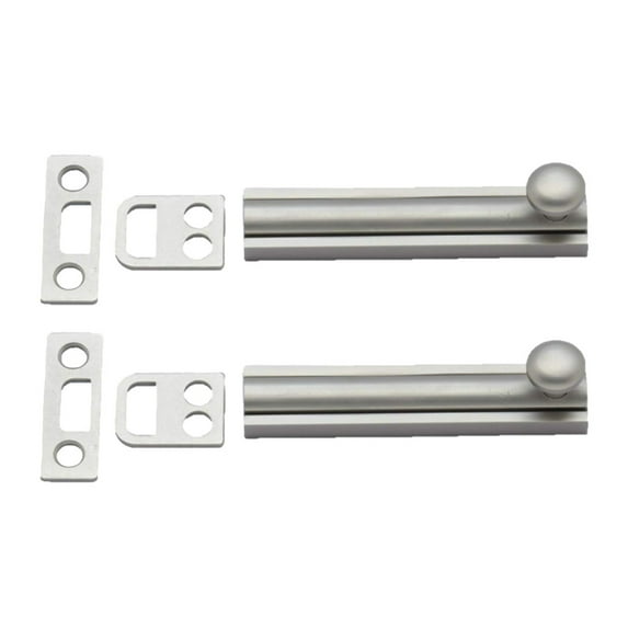 QCAA Solid Brass Surface Bolt, 3", Satin Nickel, 2 Pack, Made in Taiwan