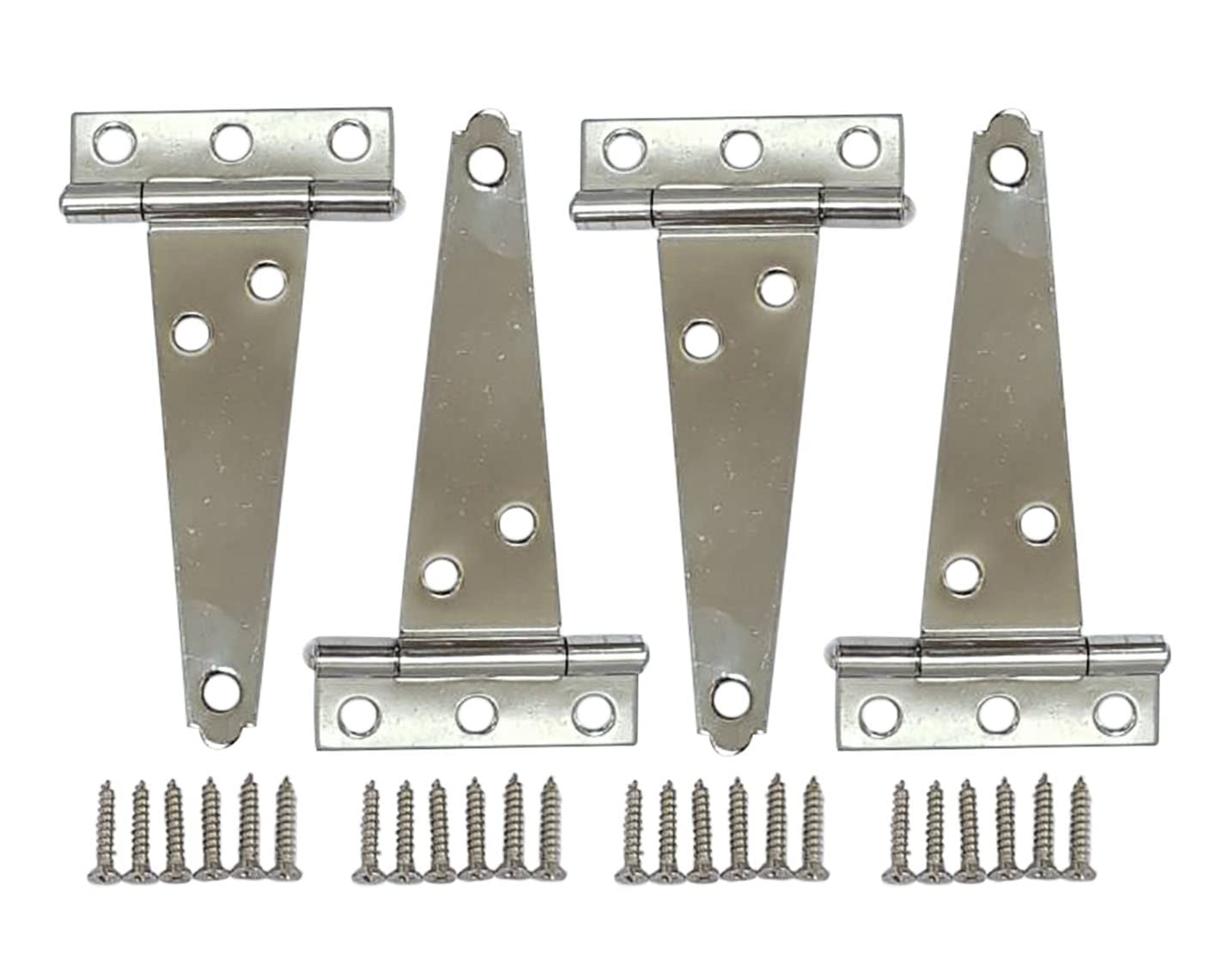 Hardware Essentials Light T-Hinges For Barn Doors & Gates – 3” Zinc Hinges With Brass Pin, 2-Pack