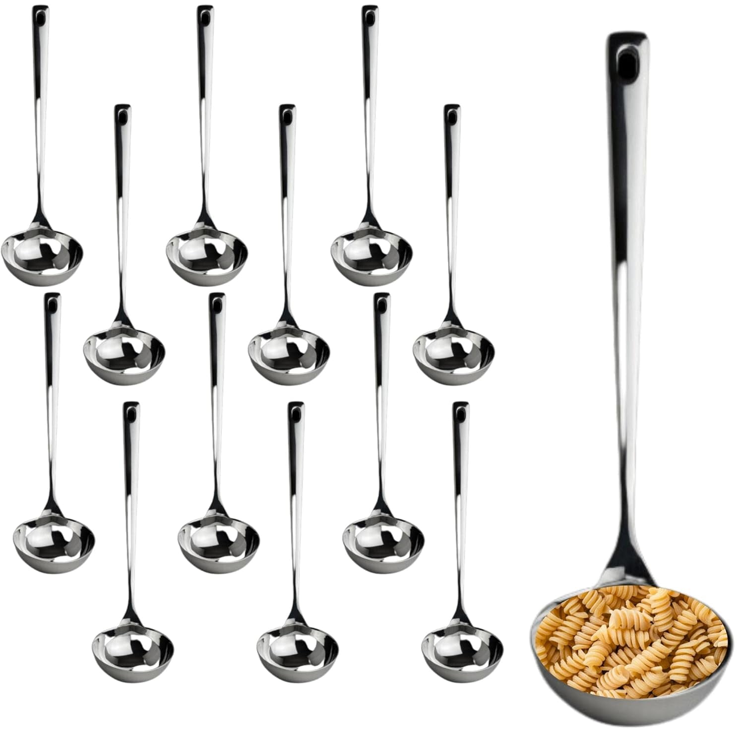 QCAI International 7347MW130 Stainless Steel Ladles, Large Metal Solid