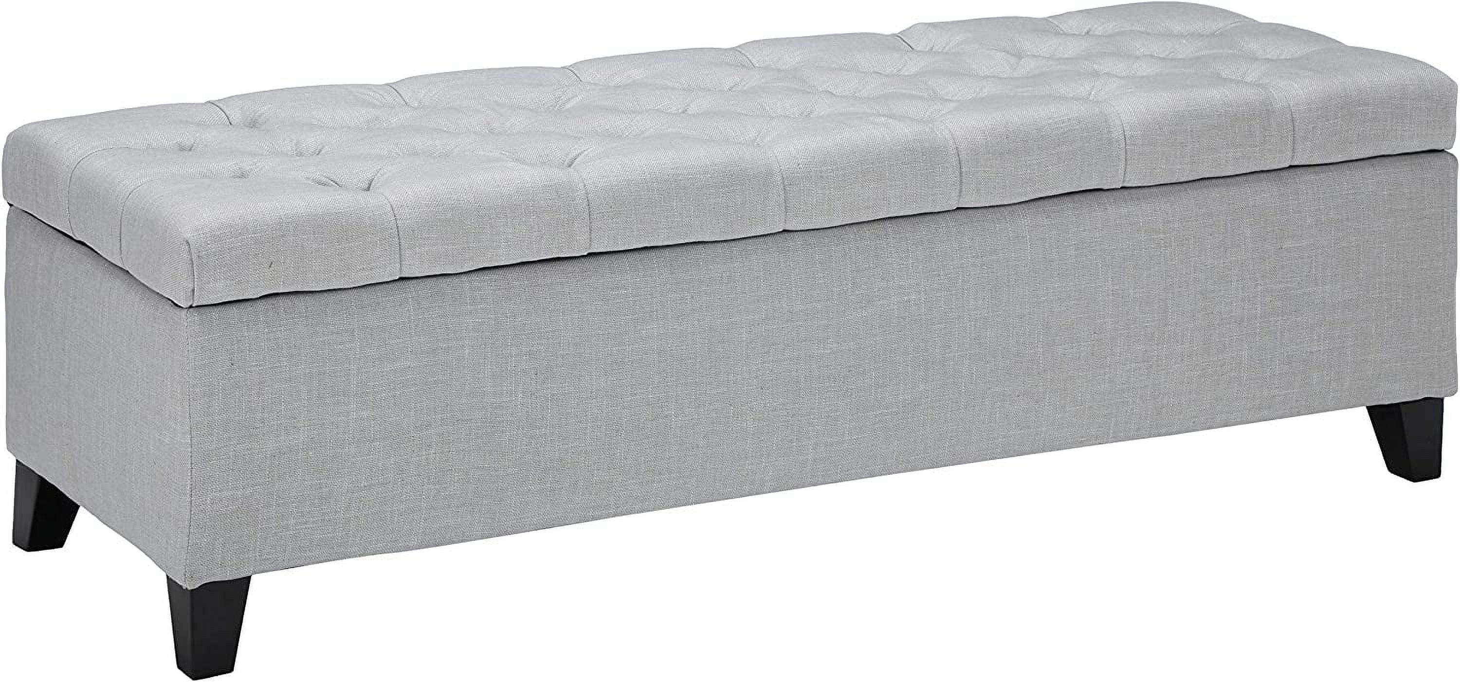 Charleston 51'' Light Grey Tufted Fabric Storage Ottoman