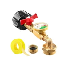 QCC1 Propane Tank Adapter with Gauge - 1 lb to 20 lb Solid Brass Elbow Adapter for Camping, Grills, and Outdoor Heating
