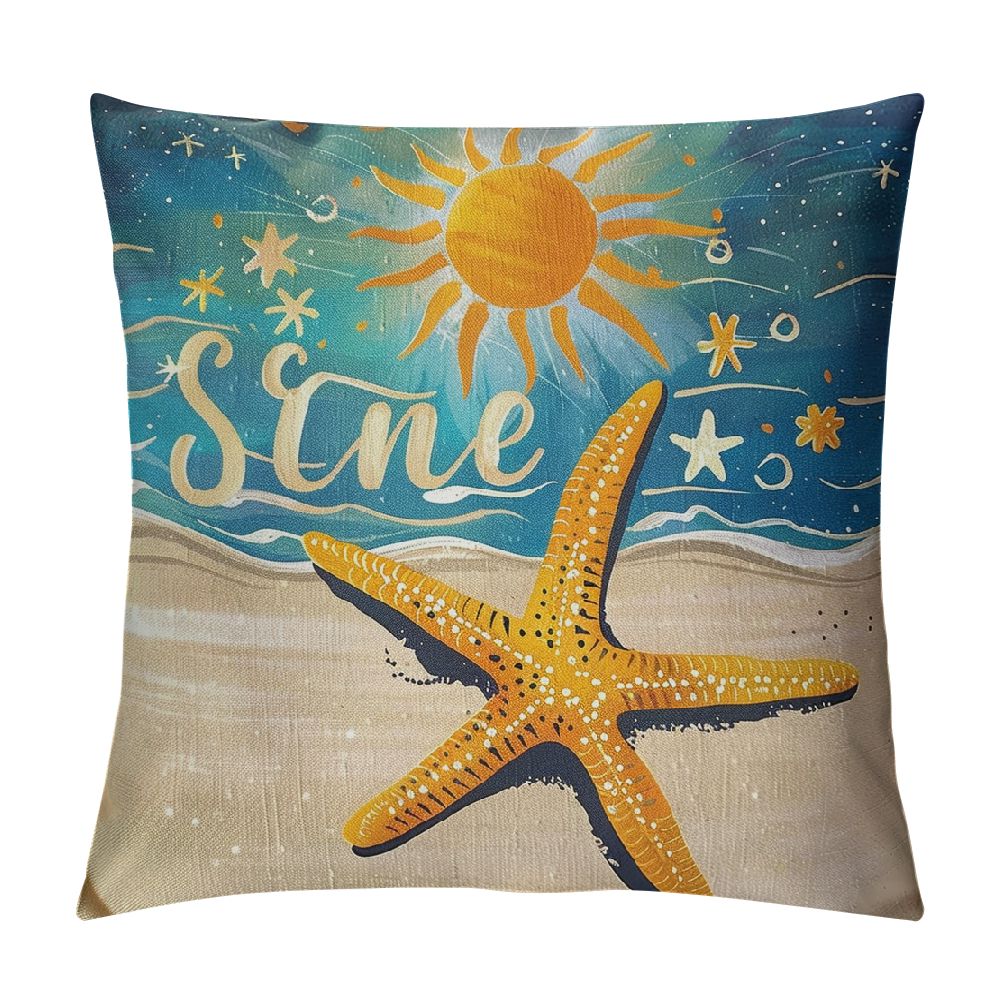 QCPP Beach Theme Pillow Covers Watercolor Costal Sea Turtle Cushion