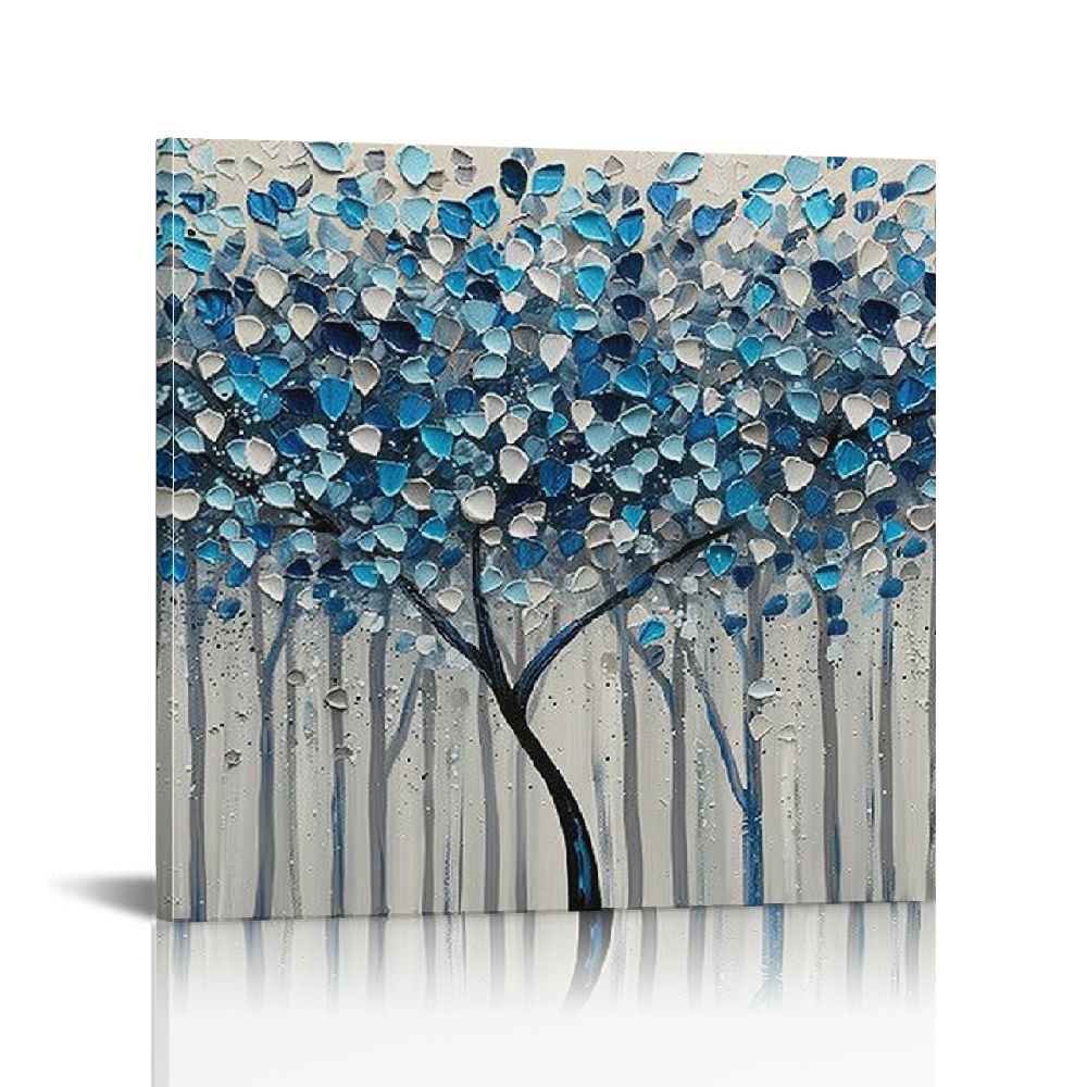 QCPP Blue Leaves Canvas Wall Art for Home Decor Bedroom, High