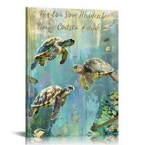 QCPP Christian Sea Turtle Wall Art Turtle Scripture Beach Wall Decor Country Nautical Coastal Pictures Canvas Prints Framed Artwork for Kitchen Bedroom Living Room Bathroom Home  12x16 in
