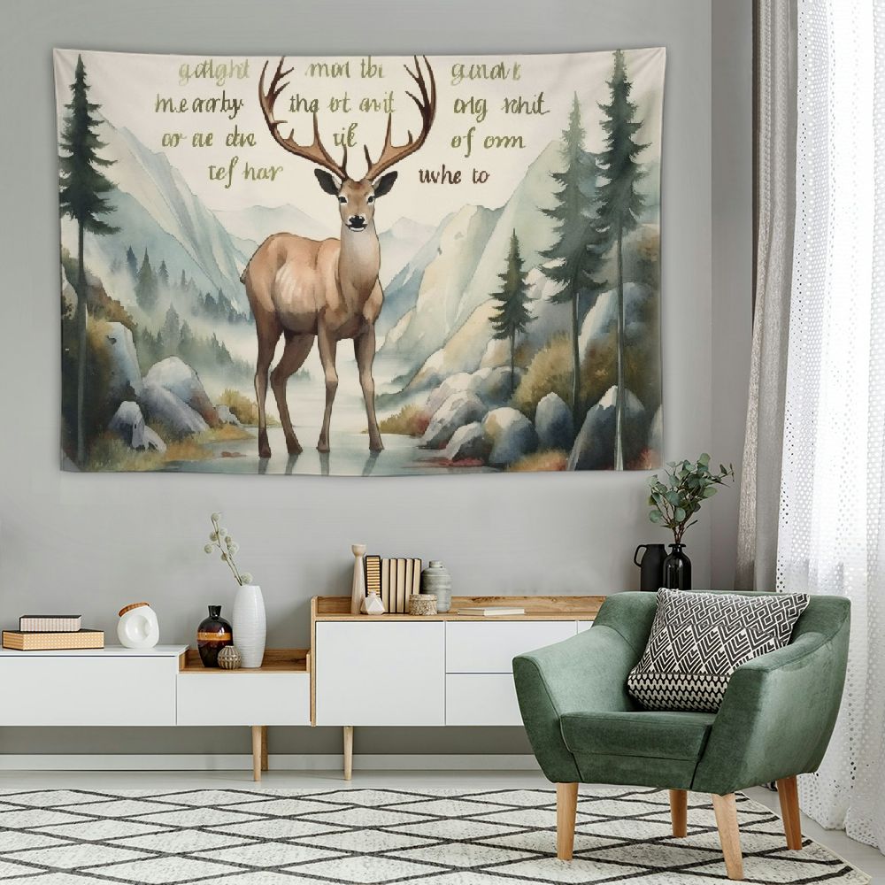 QCPP Christian Tapestry Wall Hanging Aesthetic, PSALM 42 1 Bible Verse