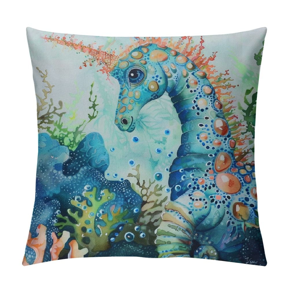 QCPP Coastal Ocean Pillow Covers Sea Turtles Seahorse Decorative Throw