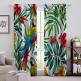 thumbnail image 1 of QCPP Colorful Parrot Tropical Leaves Pattern Perforated Blackout Curtains 2-Pack Light Blocking Curtains, 1 of 8