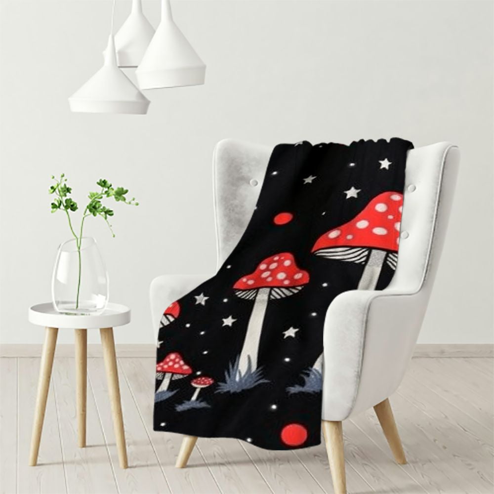 QCPP Cute Mushroom Kawaii Flannel Blanket Kid Cartoon Sherpa Blanket