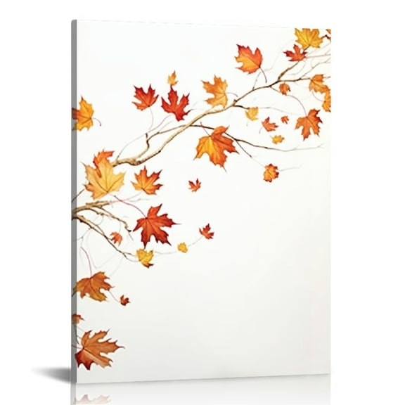 QCPP  Fall Leaf Wall Art For Bathroom Falling Red Orange Maple Leaves Abstract Canvas Wall Art Wall Paintings Home Decor Autumn Wall Pictures For Living Room Bedroom Office Ready To Hang,