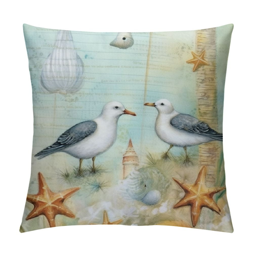 QCPP Nautical Beach Throw Pillow Covers Ocean Themed Coastal Pillowcase
