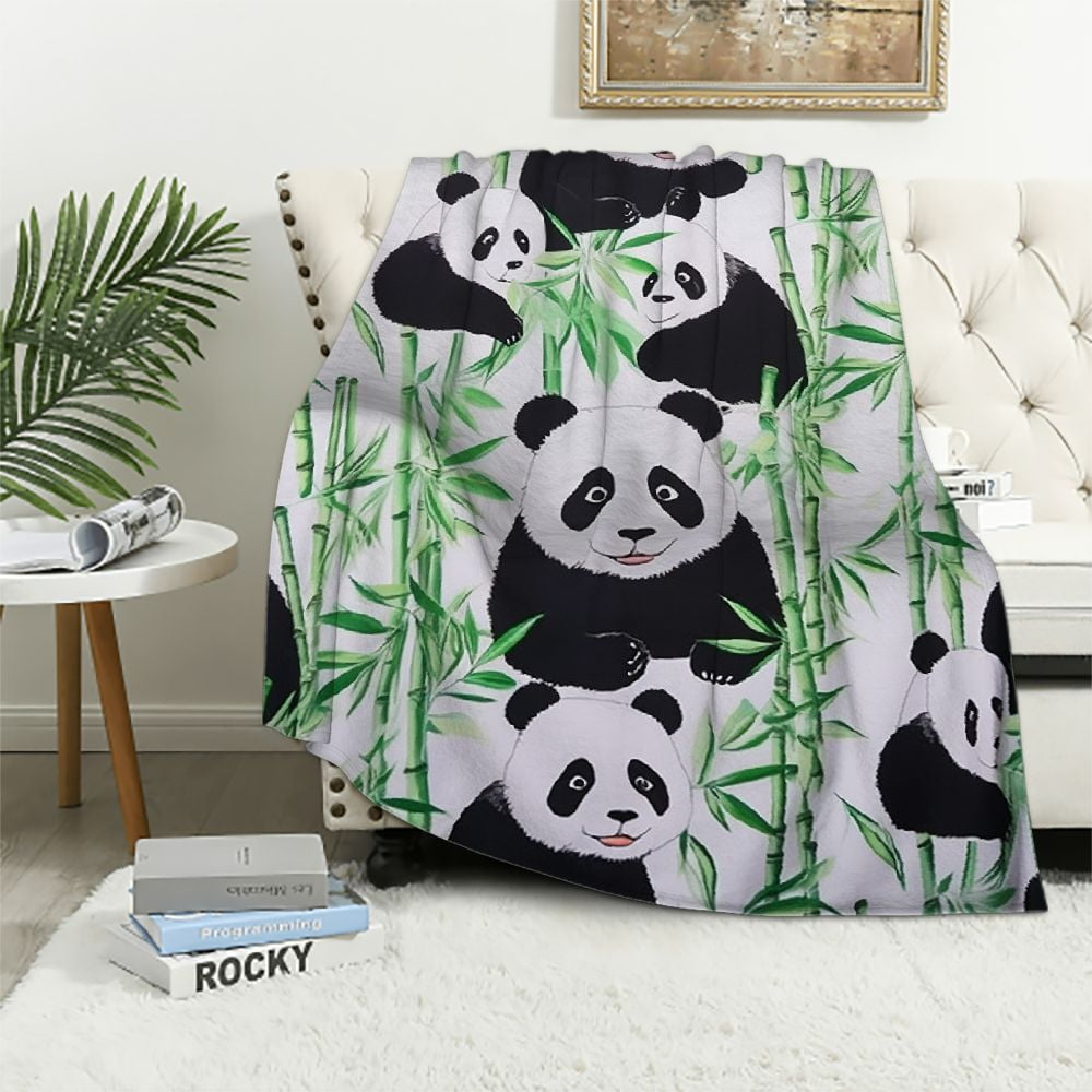 QCPP Panda Blanket, Cute Panda Gifts for Women Men, Cozy Soft Bamboo
