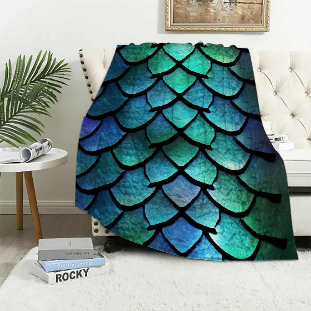 QCPP Reptile Skin Throw Blanket 3D Seamless Texture of Dragon Scales