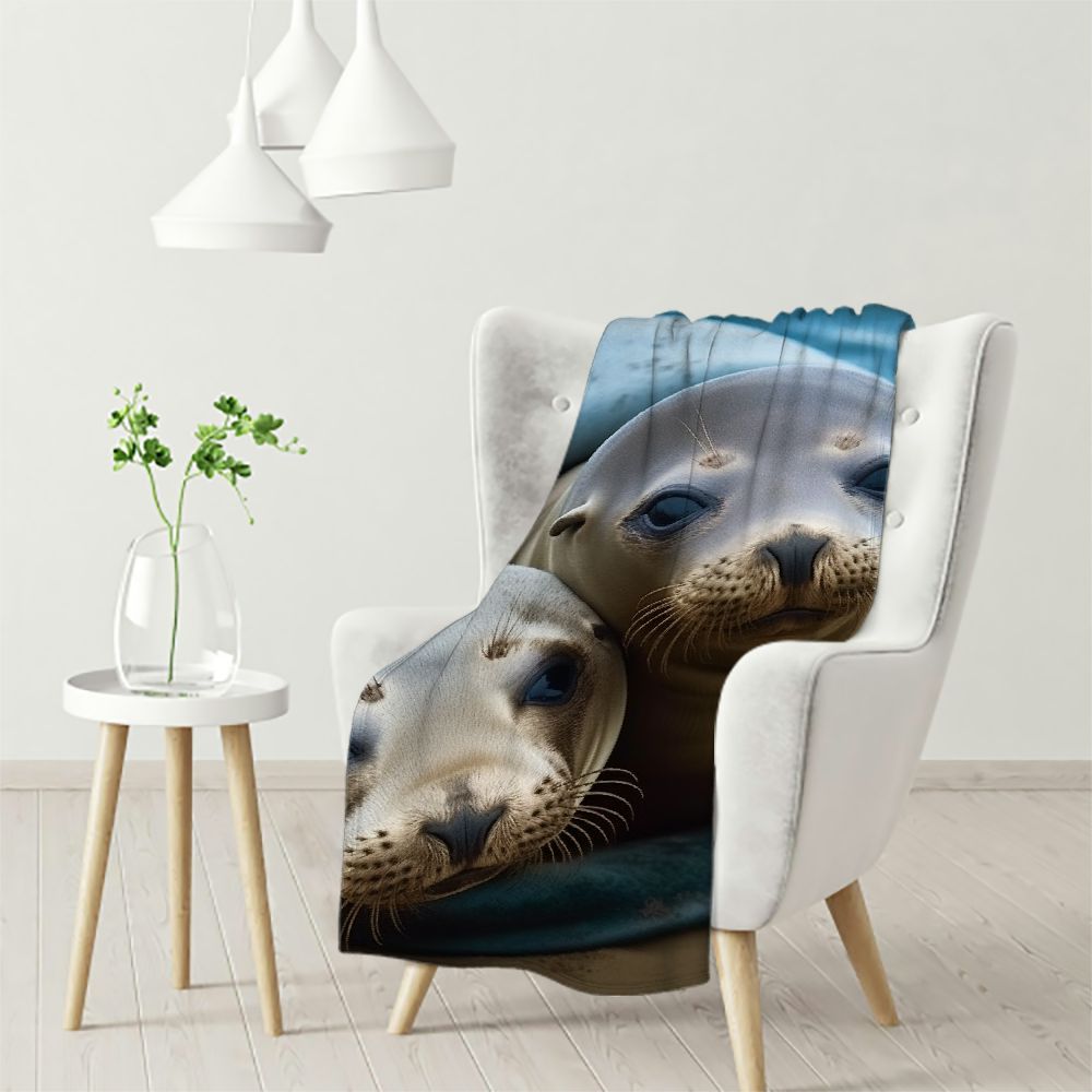 QCPP Sea Lions Blanket Marine Cute Animals Blanket Soft Fuzzy Plush