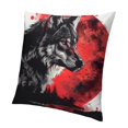 QCPP Wolf Moon Red Short Plush Pillowcase, Square Pillow Case Invisible
