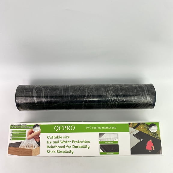 QCPRO PVC roofing membrane,47 Mil Rubber Roofing Membrane 39in x 20 ft, Self-Adhesive Waterproof Underlayment Material, Reinforced Flatroof Sheet, Easy Installation, Long Lasting, Ice and Water Sheet