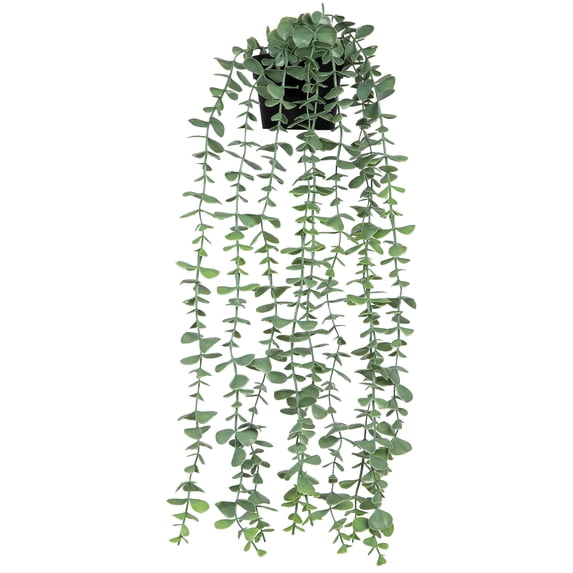 QCQHDU 1 Pack Artificial Hanging Potted Plants, Fake Hanging Plants Eucalyptus with Pot for Home Living Room Decor Indoor